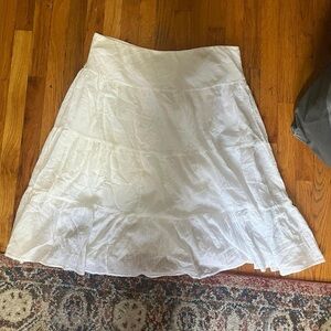 Chaps White A-Line Tiered Skirt Knee-Length Casual